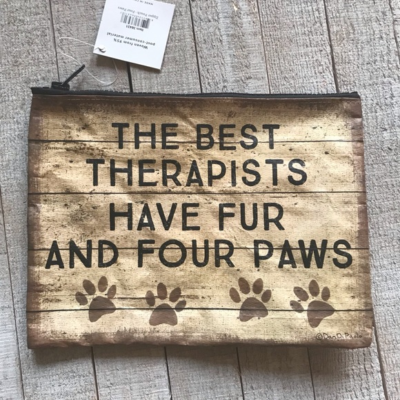 Primitives By Kathy Dog Paws Zipper Pouch - Picture 2 of 3